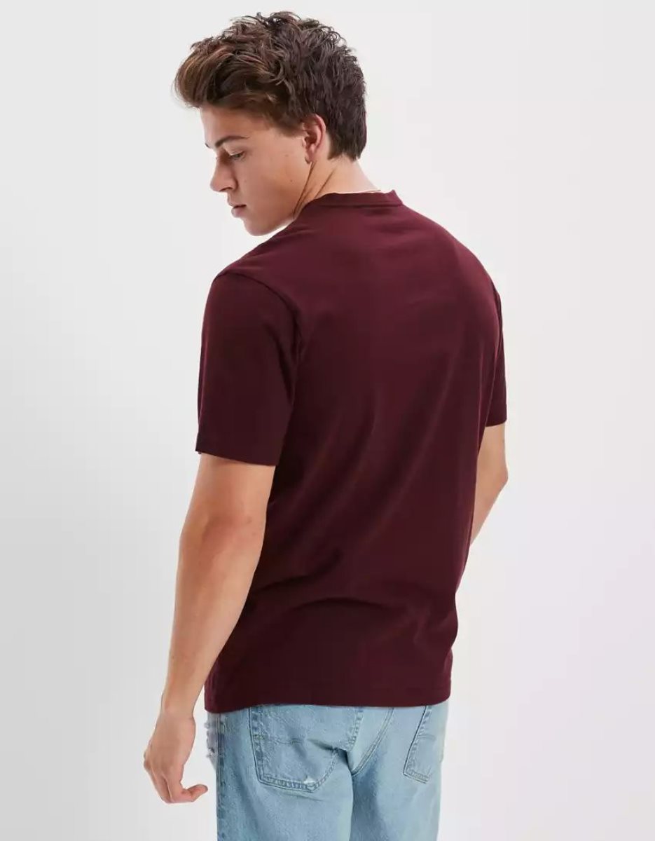 T Shirts American Eagle AE Super Soft Legend V-Neck Bordeaux Homme | EPW-46216862